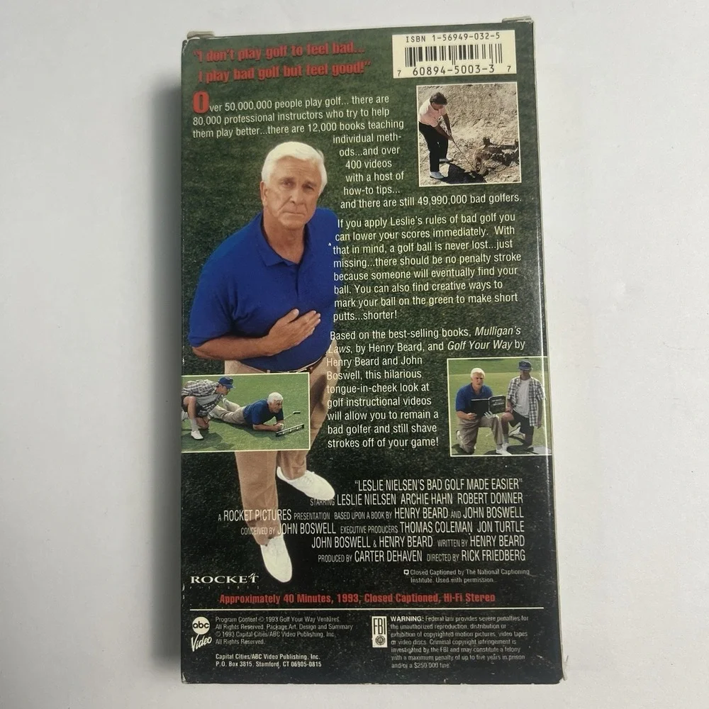 Bad Golf Made Easier VHS Video 1993 Leslie Nielsen Comedy